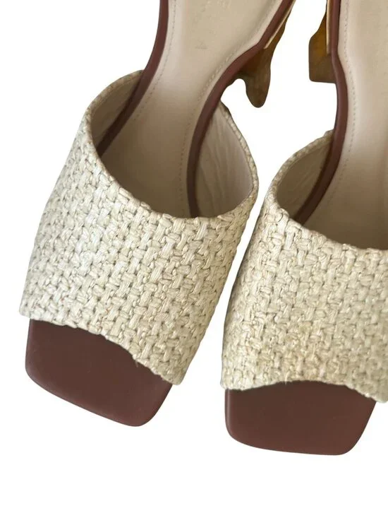 CECELIA NEW YORK Straw Gold Block Heels Sandals Size 10 - Picture 3 of 13